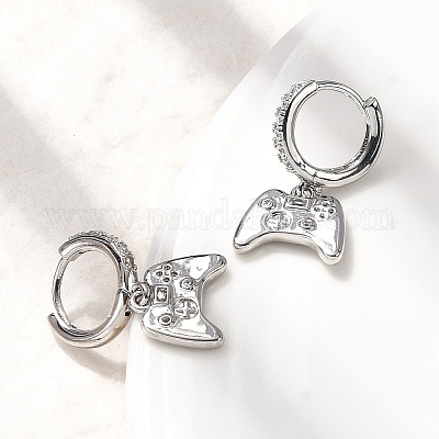 Латунные микро проложить серьги обруча кубического циркония EJEW-P322-14P-1