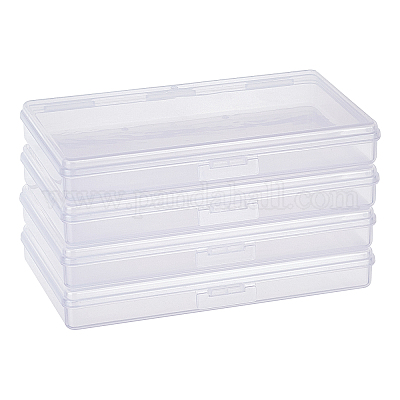 BENECREAT 8 Pack 6x3.5x0.8 Inch Rectangle Clear Plastic Storage Box with  Double Hinged Lids for Photo, Pencil, Craft Tools, and Other Small