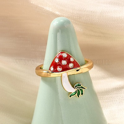 Латунные эмалевые регулируемые открытые манжеты для женщин RJEW-I111-10G-01-1