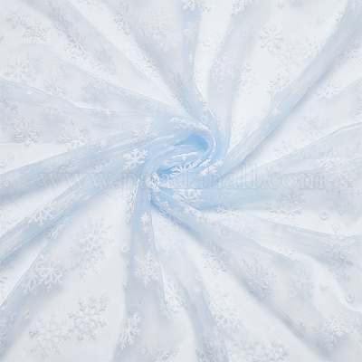 Сетчатая ткань из полиэстера с рисунком снежинки DIY-WH0581-12A-1