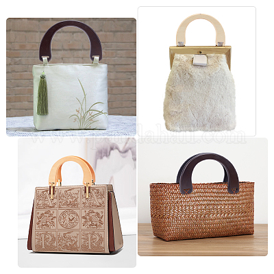 Wood Effect Bag Handles, Pair of Bag Handles, Brown Bag Handles