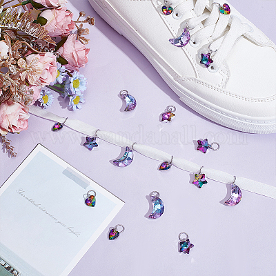 24 шт. 3 стиля подвески в виде стеклянной обуви в виде звезды PALLOY-PH01715-1