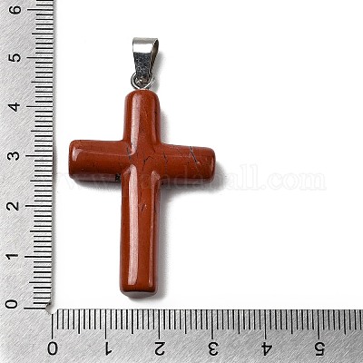 Подвески-кресты из натуральной красной яшмы KK-D021-04E-P-1