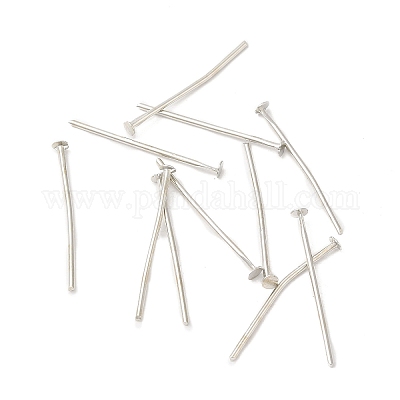 Brass Flat Head Pins, for Jewelry Making, Platinum, 17 Gauge, 30x1.2mm,  Head: 3mm