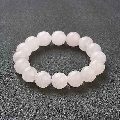 Натуральный розовый кварц бисером браслеты простирания BJEW-A117-E-11-1