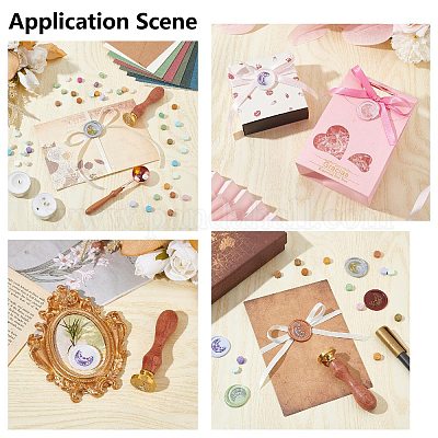 Латунные восковые печати с деревянной ручкой AJEW-WH0412-0096-1