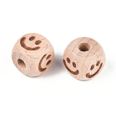 Гравированные бусины из бука WOOD-N015-08F-1