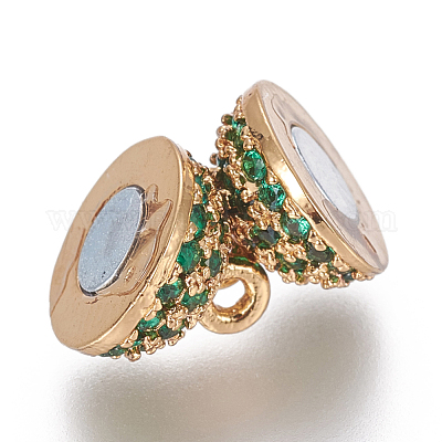 Магнитные застежки из латуни с цирконием и микропаве с петлями ZIRC-L075-49A-1