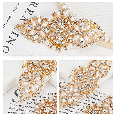 Кабошоны из ткани со стразами из сплава стекла DIY-WH0265-46G-1