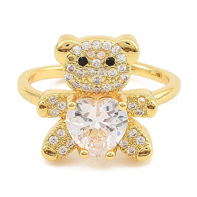 Открытые манжеты из латуни с микро-паве и кубическим цирконием для женщин RJEW-S392-02G-B-1