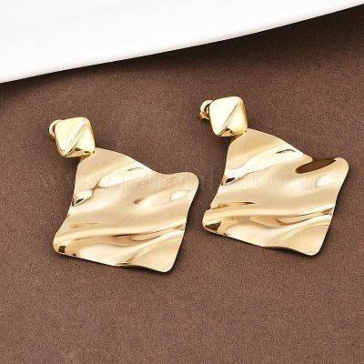 Серьги-гвоздики в форме ромба из нержавеющей стали 304 EJEW-K268-79B-G-1