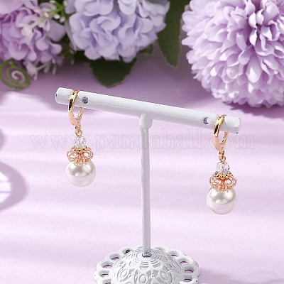 Серьги с латунной ракушкой и жемчугом EJEW-TA00616-1