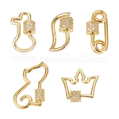 Латунь микропаве прозрачный кубический цирконий винт карабин брелоки KK-TA0002-47A-1