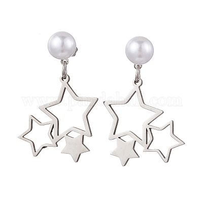 6 пара сережек-гвоздиков из нержавеющей стали 201 в 6 стилях EJEW-JE06342-1