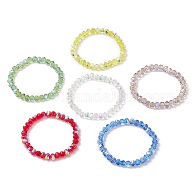 Прозрачные гальванические стеклянные бусины с корейскими эластичными хрустальными нитями браслеты BJEW-JB11687-1