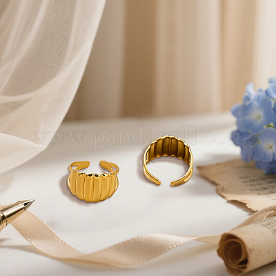 4 шт. 2-х цветные геометрические манжетные кольца из нержавеющей стали для женщин RJEW-GO0001-22-1