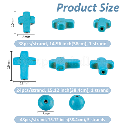 6 нить 3 нити окрашенных синтетических бирюзовых бусин 8~16x8~12 стилей G-FH0002-46A-1
