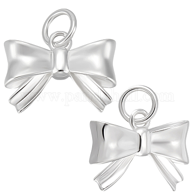 2 шт. 925 подвески-банта из стерлингового серебра STER-BBC0007-90-1