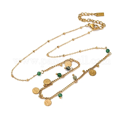 Ожерелья-диски из нержавеющей стали 304 со стразами NJEW-U026-02G-1