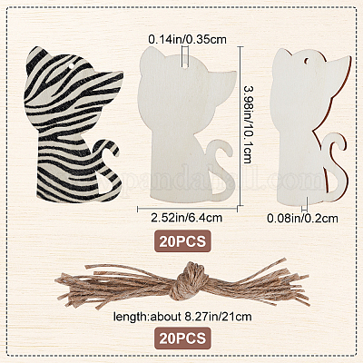 Набор незавершенных деревянных подвесок на тему животных для живописи WOOD-WH0124-26H-1