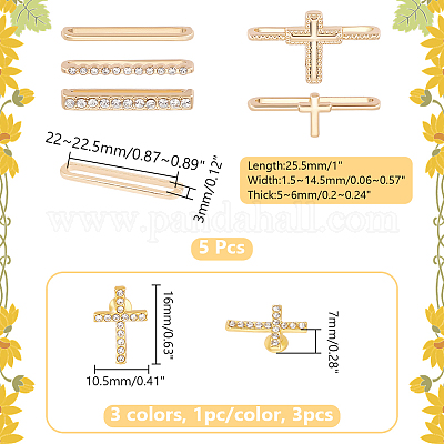 5 шт. 5 стиля крестообразной формы из цинкового сплава со стразами для браслета часов и подвесками для браслета часов FIND-UN0003-40-1