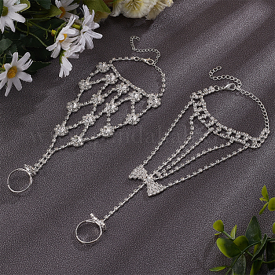 2шт. 2-х стильный браслет с теннисным кольцом и кристаллами из горного хрусталя BJEW-AN0001-11-1