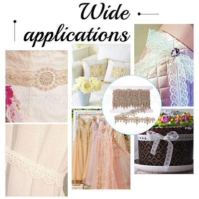 5 ярд ленты из металлической пряжи с цветочной кружевной отделкой SRIB-HY0001-07B-1