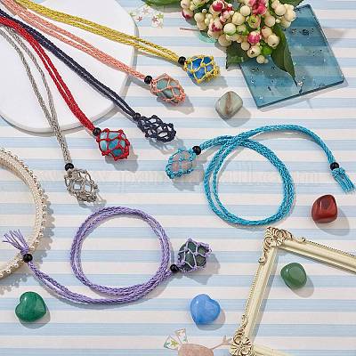 Плетеные шнуры из вощеной хлопчатобумажной нити макраме мешочек изготовление ожерелья AJEW-SW00022-13-1