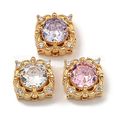 Латунные микро проложить кубического циркония бусы KK-U037-05G-01-1