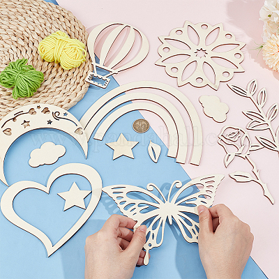 Незавершенный набор для украшения стен из древесной щепы DIY-WH0430-950-1