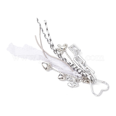 Подвесные украшения в виде банта из пластика ccb и звеньевых цепей HJEW-JM04289-1