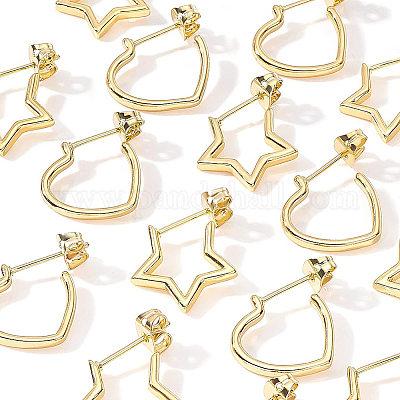 Латунь серьги EJEW-BC0001-01G-1