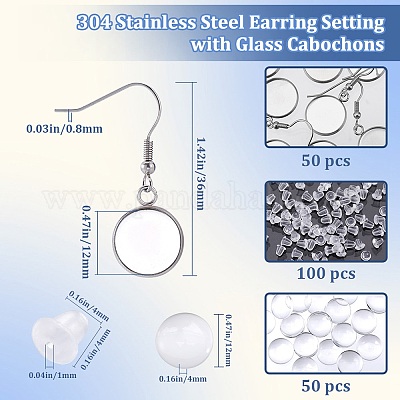 Набор для самостоятельного изготовления подвесных сережек-куполов из нержавеющей стали 304 DIY-SP0001-08B-P-1