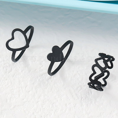 3 шт. 3 стиля набор железных колец-манжет в форме сердца FS-WG0D8D1-01-1