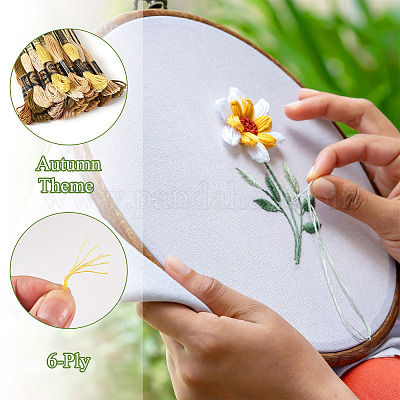 22 пачка полиэстеровых ниток для вышивания 22 цветов с осенней тематикой OCOR-TA0002-80-1