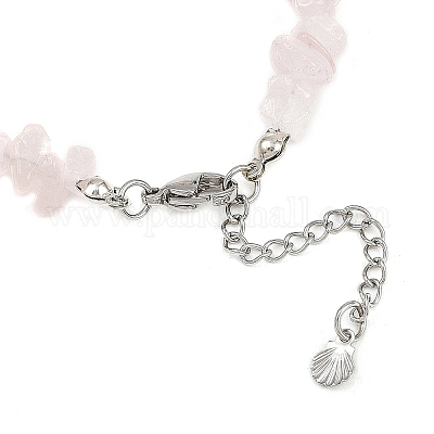 Браслеты на лодыжку с бусинами из окрашенной синтетической бирюзы и натурального розового кварца AJEW-AN00733-01-1