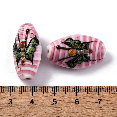 Овальные бусины Lampwork ручной работы LAMP-G137-D07-1