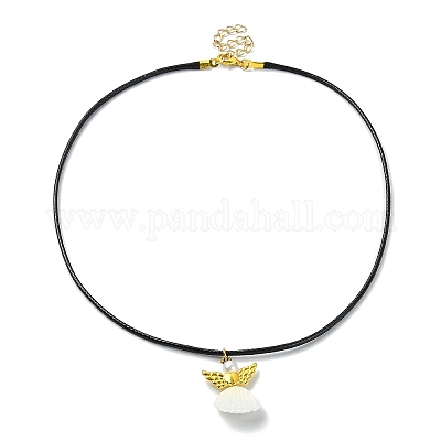 Колье с подвеской в виде феи из натуральных ракушек NJEW-JN04612-1