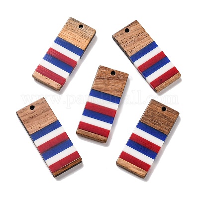 Подвески из непрозрачной полосатой смолы и орехового дерева в честь Дня независимости RESI-U010-02X-1