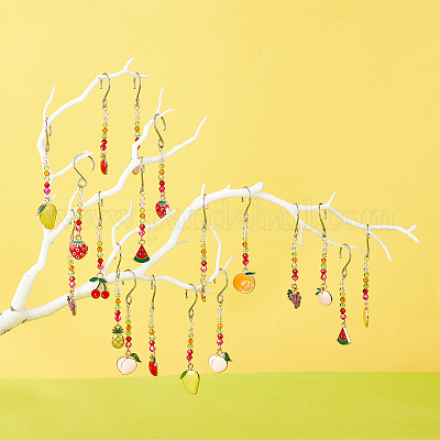 Подвесные украшения из сплава эмали с фруктами HJEW-AB00279-1