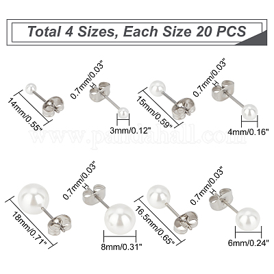 40 пара 4 стильных акриловых сережек-гвоздиков с искусственным жемчугом для девушек и женщин STAS-DC0004-38-1