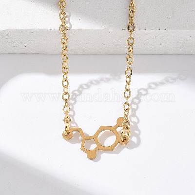 Ожерелья с подвесками из нержавеющей стали 304 с химическим символом NJEW-Z073-03G-04-1