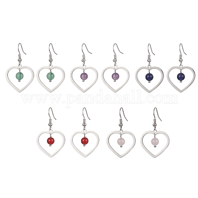 Серьги из натурального смешанного драгоценного камня EJEW-JE05478-1