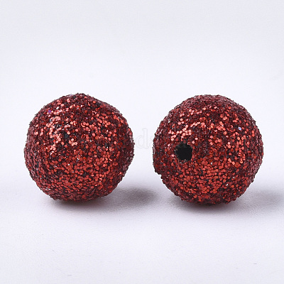 アクリルビーズ  グリッターパウダー付き  ラウンド  ミックスカラー  12mm  穴：1mm&nbsp;OACR-T005-116-12mm-1