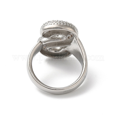 Открытое кольцо-манжета из латуни с надписью микро паве для женщин с прозрачным кубическим цирконием RJEW-N046-03S-P-1