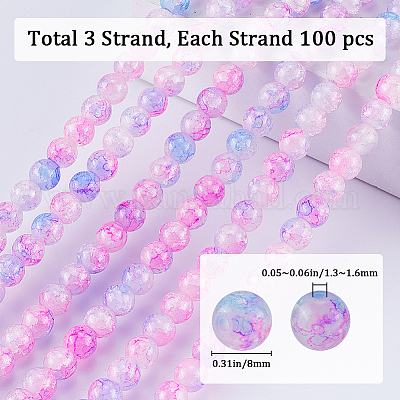 3 нити окрашенных в технике кракелюр стеклянных бусин CCG-SP0001-02-1