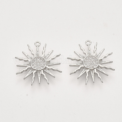 Кулоны солнечного затмения из латуни с прозрачным фианитом и прозрачным фианитом ZIRC-T011-27P-NF-1