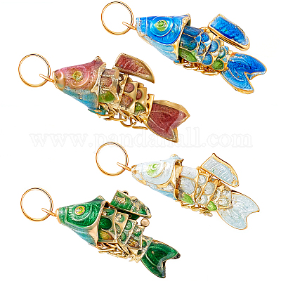 4 шт. 4-х цветные латунные подвески в технике перегородчатой эмали KK-GA0002-33-1