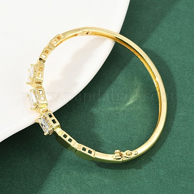 Браслеты из латуни с прозрачным кубическим цирконием в микропаве BJEW-F504-01G-1