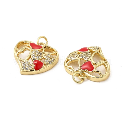 Настоящие позолоченные кулоны из латуни с микропаве KK-E068-VB214-2-1